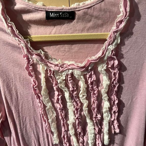 Cute Long-Sleeved Light Purple Ruffles Shirt Size M Medium - Picture 2 of 6